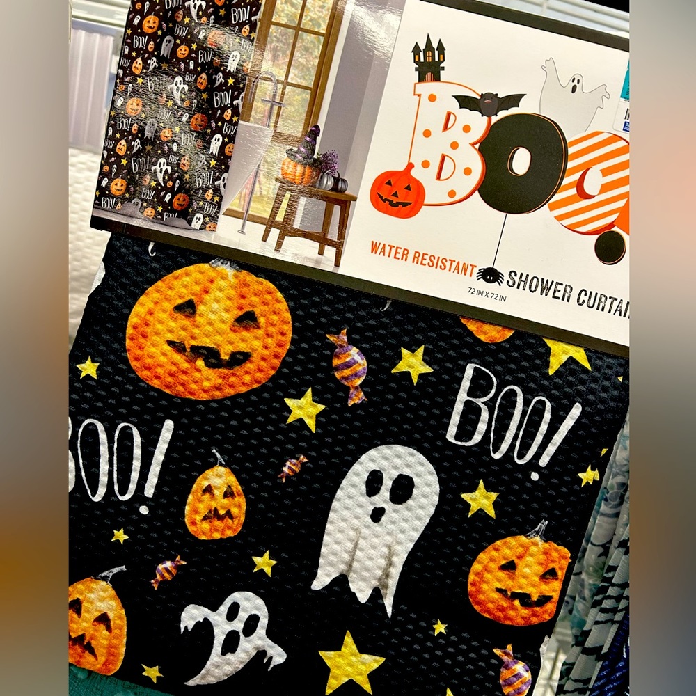 Ghost Halloween Shower Curtain New 72x72
